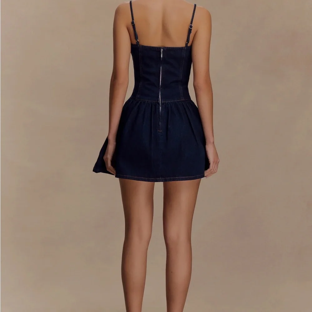 Meshki Denim Scallop Drop Waist Dress- Cheyenne - Picture 2 of 4